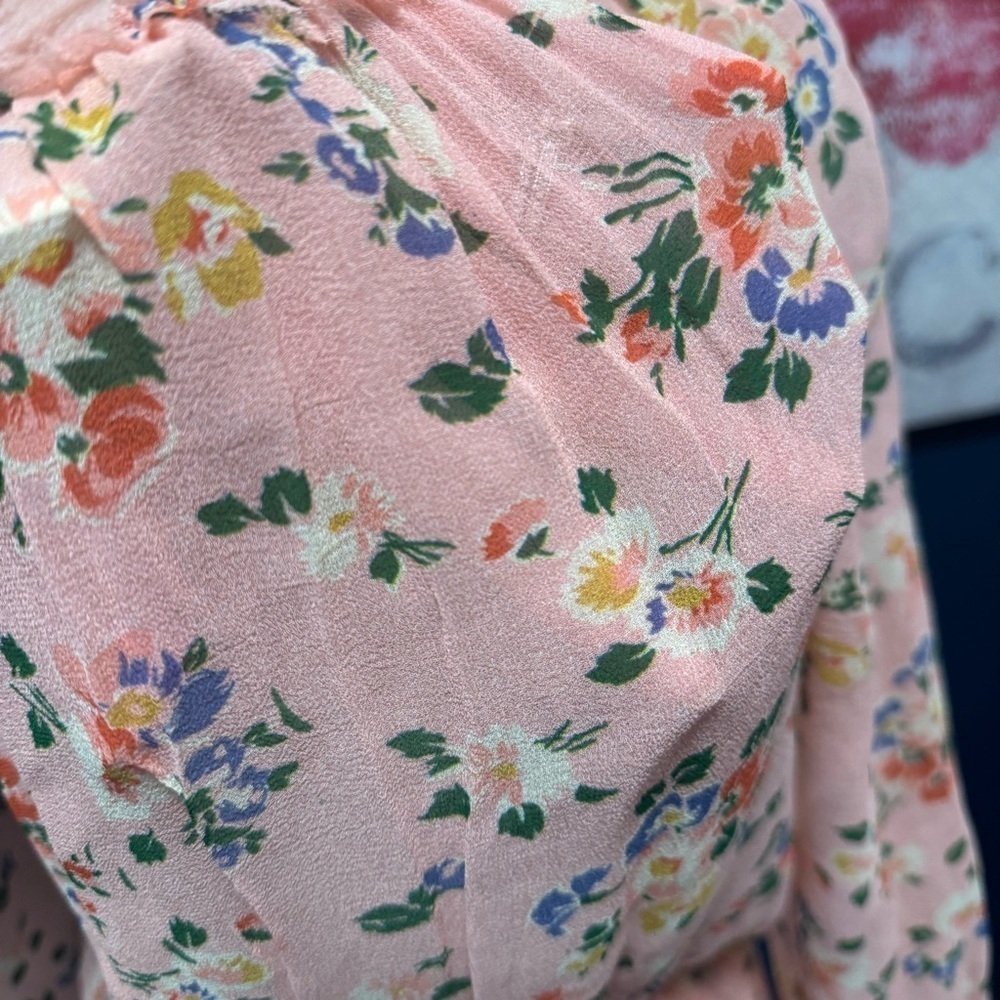 LoveShackFancy Popover Dress Floral Pink Ruffle Dress XS - Picture 6 of 8